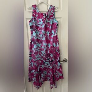 Gorgeous Kenzie Sleeveless Fuchsia And Powder Blue Floral Dress lightweight 14